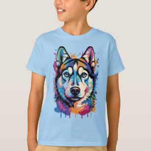 T-shirt Cute Husky - Chien Sibérien Husky Colorful - Husky