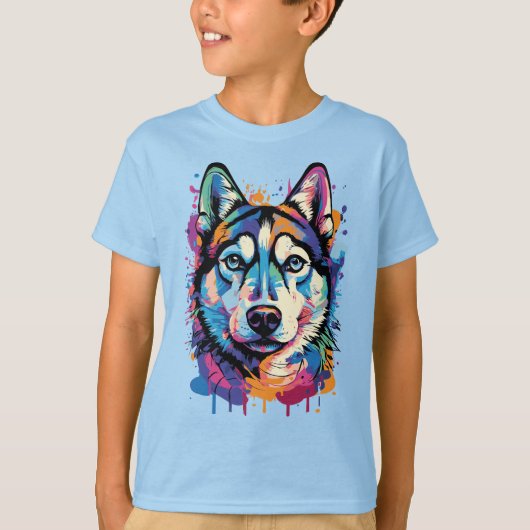 T-shirt Cute Husky - Chien Sibérien Husky Colorful - Husky (Devant)