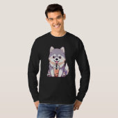 T-shirt Cute Husky Dog Drinking Bubble Milk Tea  Dog (Devant entier)
