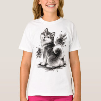 T-shirt 【Cute Husky Japanese Ink Kids T-Shirt】