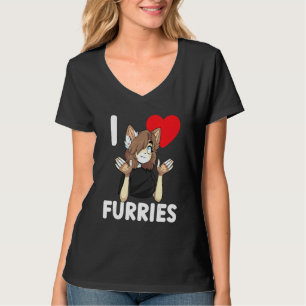 T-shirt Cute I Heart Furries Furry Fandom Love 2