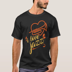 T-shirt Cute I Lote Jazz Heart Trumpet Jazz Music