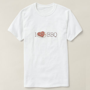 T-shirt Cute "I Love BBQ" Viande Amoureux Hommes