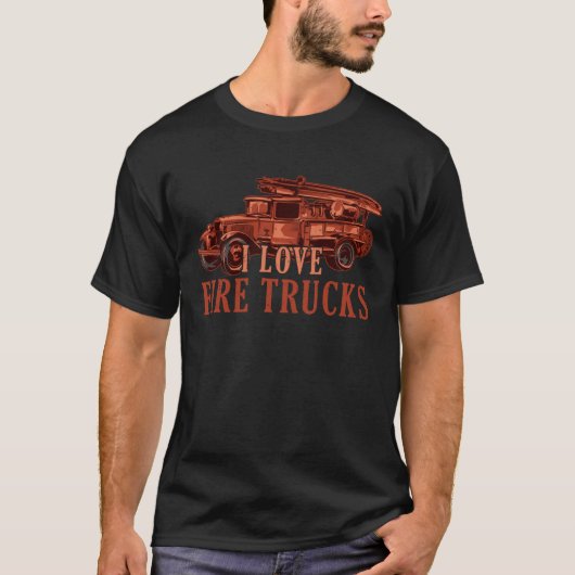 T-shirt Cute I Love Fire Trucks Future Firefighter Fireman (Devant)