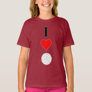T-shirt Cute I Love Volleyball de football filles Jersey
