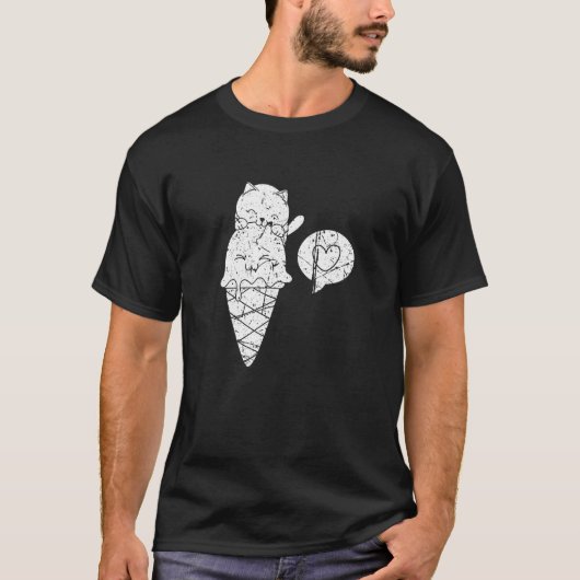 T-shirt Cute Ice Cream Cone Cat Dessert Gelato (Devant)