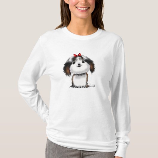 T-shirt Cute Illustré Chih Tzu Puppy (Devant)