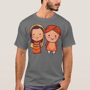 T-shirt Cute Indienne mariée Groom dans les vêtements trad