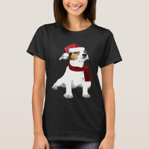 T-shirt Cute Jack Russell Santa Hat Écarf Image Funny Chri