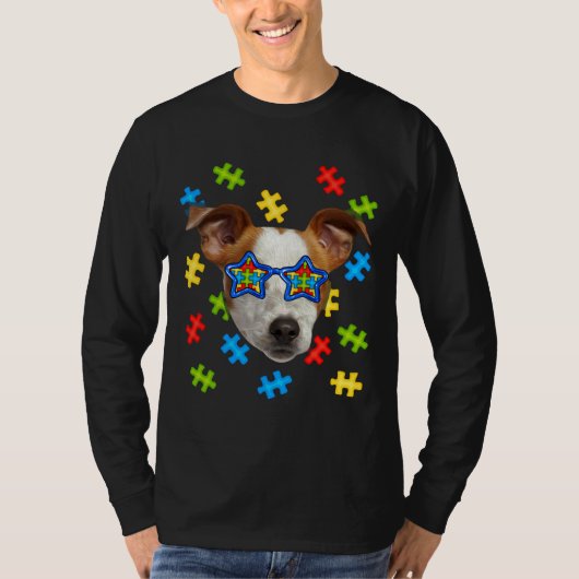 T-shirt Cute Jack Russell Terrier Autisme Puzzle Lunettes (Devant)