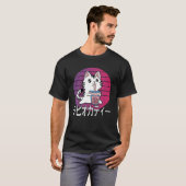 T-shirt Cute Japanese Kawaii Cat Boba Bubble Tea Vaporwave (Devant entier)