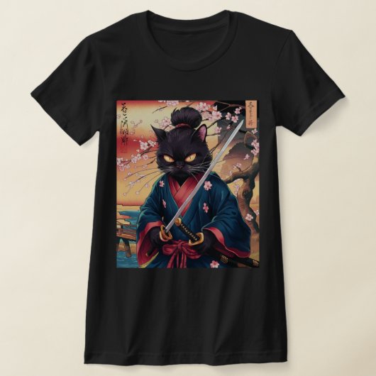 T-shirt Cute Japanese Samurai Cat  (Poser)