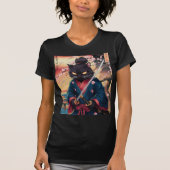 T-shirt Cute Japanese Samurai Cat  (Devant)