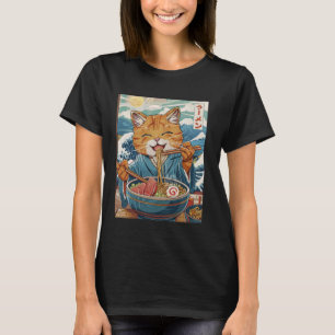 T-shirt Cute Japonaise Ramen Chat La Grande Vague