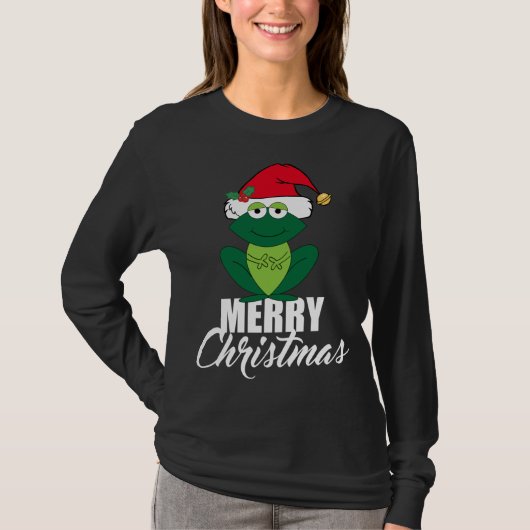 T-shirt Cute Joyeuse Grenouille de Noël (Devant)