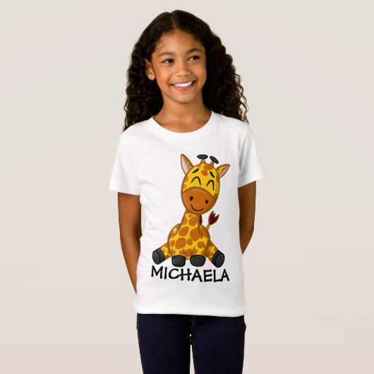 T-Shirt Cute Jungle Safari Giraffe Animaux Enfants (Devant entier)