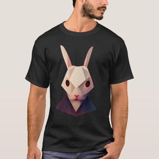 T-shirt Cute Kangaroo Head Polygon Low Poly Animal (Devant)