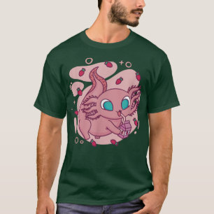 T-shirt Cute Kawaii Anime Axolotl Boire Lait Fraise
