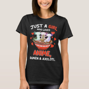 T-shirt Cute Kawaii Anime Axolotl Japonais Ramen nouilles