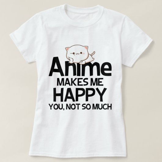 T-shirt Cute Kawaii Anime Cat Joke Design (Design devant)