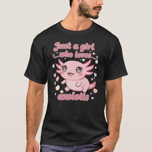 T-shirt Cute Kawaii Axolotl Girl Design (Devant)