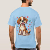 T-shirt Cute Kawaii Beagle avec Coeurs Jouer Chien (Dos)