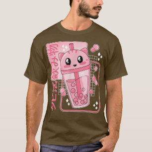 T-shirt Cute Kawaii Boba Tea Cat Bubble Tea japonais Anime