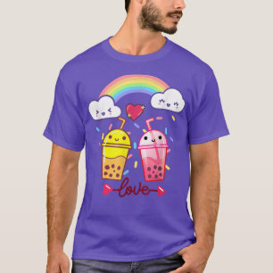 T-shirt Cute Kawaii Bubble Boba Milk TeaFunny Arc-en-ciel