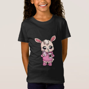 T-Shirt Cute Kawaii Bunny Pink Boba Tea Rabbit Cadeau Pâqu