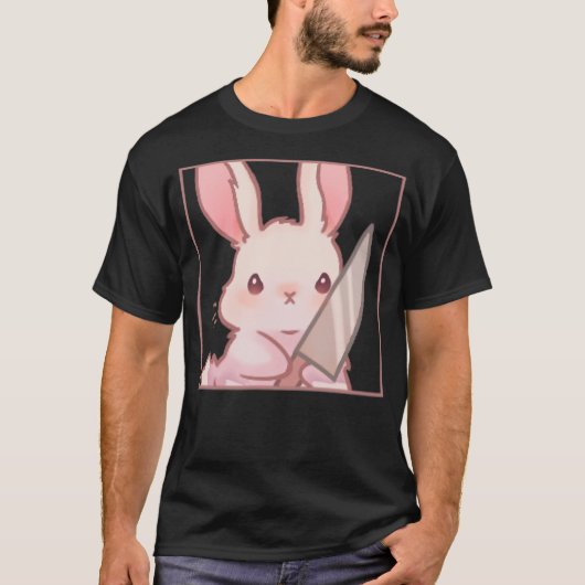T-shirt Cute Kawaii Cartoon Coquette Emote Angry Rabbit Bu (Devant)