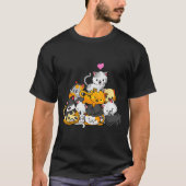 T-shirt Cute Kawaii Cat Pile Cartoon Design (Devant)