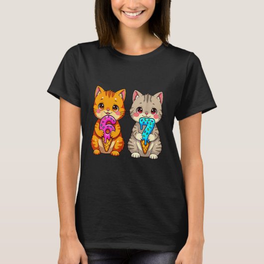 T-shirt Cute Kawaii Cats Neko 67 Drip Meme Funny Six Seven (Devant)