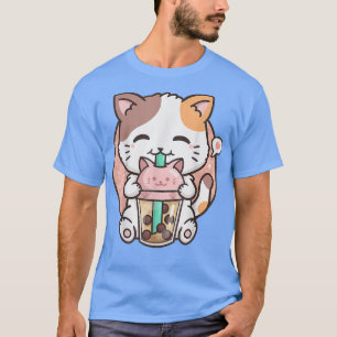 T-shirt Cute Kawaii Chat Boba Bubble Thé Lait Anime Neko K
