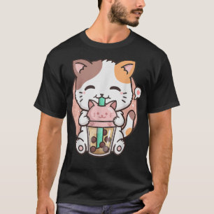 T-shirt Cute Kawaii Chat Boba Bubble Thé Lait Anime Neko K