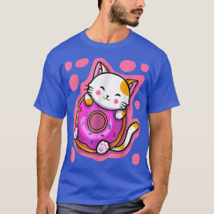 T-shirt Cute Kawaii Chat Donut Anime Japonaise Femmes ou F