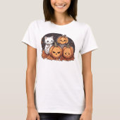T-shirt Cute Kawaii Chat Halloween Design (Devant)