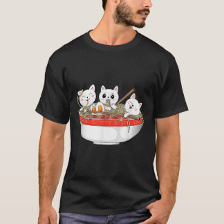 T-shirt Cute Kawaii Chats Ramen nouilles Anime Chat Japona