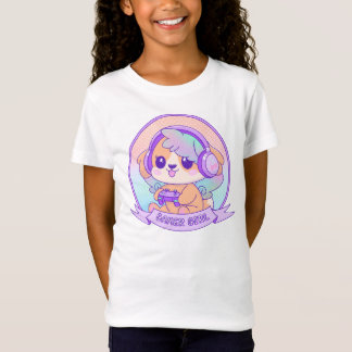 T-Shirt Cute Kawaii Chien avec les ailes Gamer Girl Cadeau