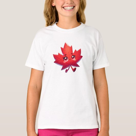 T-shirt Cute Kawaii Feuille d'érable | Canada (Devant)