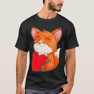 T-shirt Cute Kawaii Fox Wild Animals Fox St Valentine's