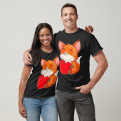 T-shirt Cute Kawaii Fox Wild Animals Fox St Valentine's (Unisexe)