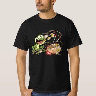 T-shirt Cute Kawaii Frog Manger Dans Ramen Bowl Japonais F