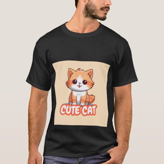 T-shirt Cute Kawaii Ginger Cat Hugging Gift Box ✨🎁 (Devant)