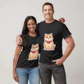 T-shirt Cute Kawaii Ginger Cat with Red Bow Sticker ✨🎀 (Unisexe)