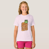 T-shirt Cute Kawaii Green Frog Sitting on Giant Stack (Devant entier)