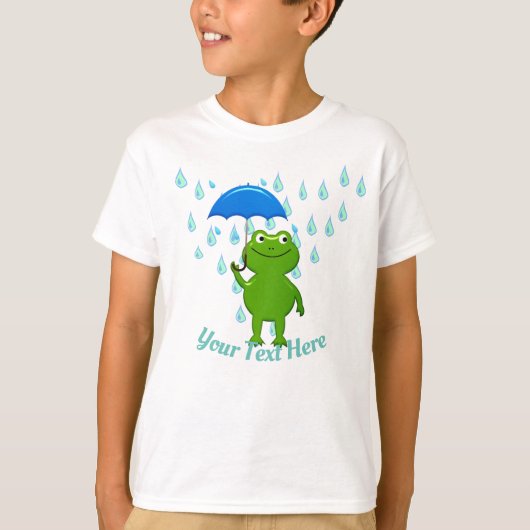 T-shirt Cute Kawaii Grenouille et pluie (Devant)