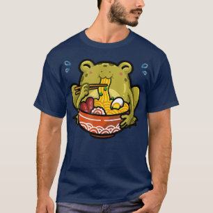 T-shirt Cute Kawaii Grenouille manger Ramen nouilles avec