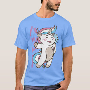 T-shirt Cute Kawaii Jumping Unicorn Kawaii Sketch Design