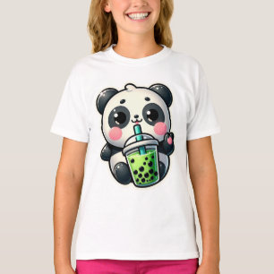 T-shirt Cute Kawaii Panda Boissons Boba Bubble Tea Kawaii