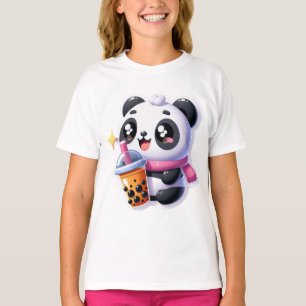 T-shirt Cute Kawaii Panda Boissons Boba Bubble Tea Kawaii